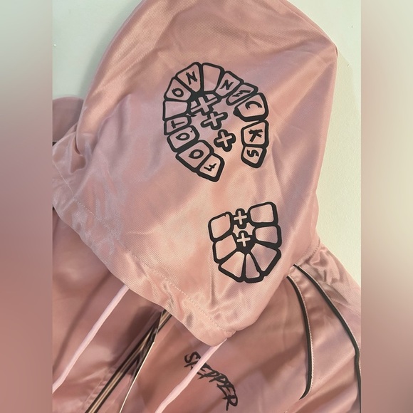 Stepper Full Zip Hooded Track Jacket Pink Brown “Foot On Neck” Size Large - Picture 8 of 10